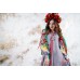 Embroidered boho dress "Flora" Gray